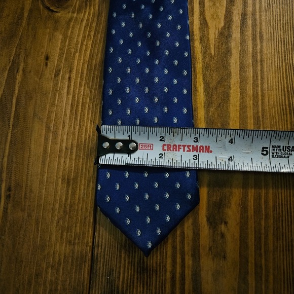 Vintage Wembley Navy Blue Silk Tie Small Diamond Pattern 3" Width 59" Classic - Picture 4 of 5